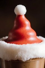 Festive Santa Hat Latte Art in a Cozy Coffee Cup, Perfect for Holiday Marketing

