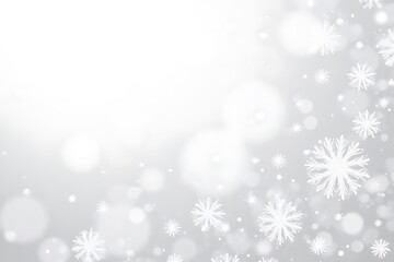 Elegant white snowflake background with bokeh lights for festive season