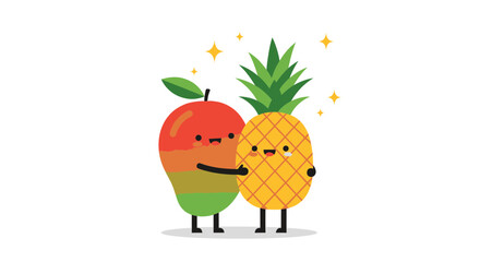 Joyful Mango And Pineapple Illustration Celebrating Friendship And Positive Vibes