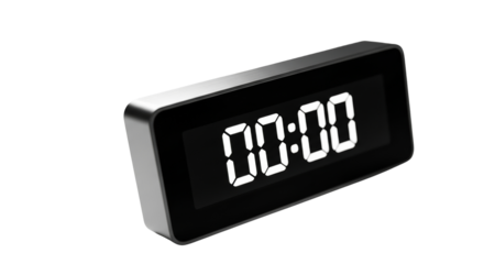 Digital timer display showing 00:00 on transparent background  