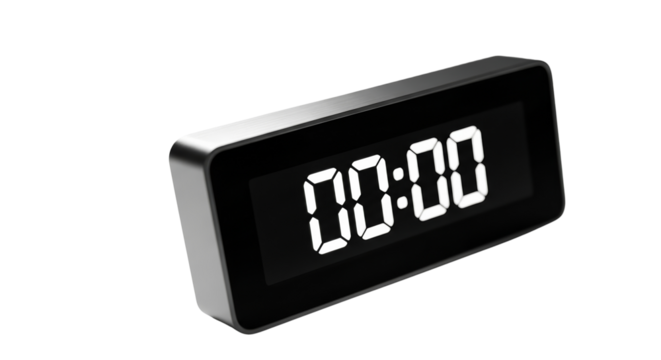Digital timer display showing 00:00 on transparent background  