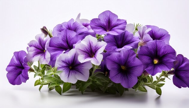 purple petunia bouquet on white background