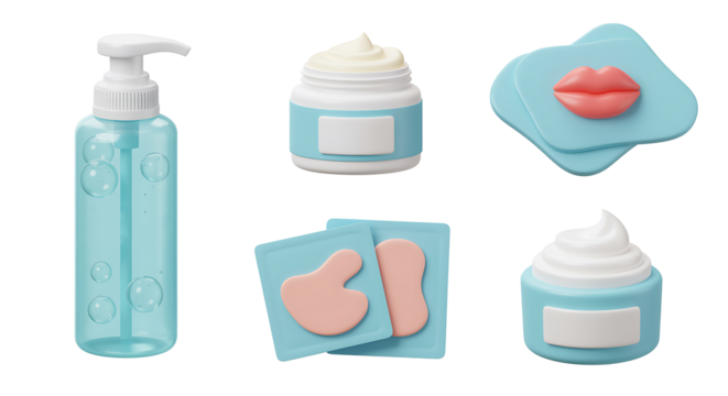 Beauty and skincare products arranged on a black background