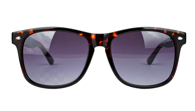 Tortoiseshell framed sunglasses with gradient gray lenses