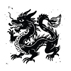 Dynamic Asian Dragon Vector T-Shirt (Chinese Ink Style)