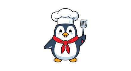 Chef Penguin: A charming penguin chef, wearing a classic toque and holding a spatula, ready to cook up some delightful culinary creations.