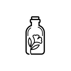 Minimalist Line Art of a Glass Bottle with a Flower Inside.