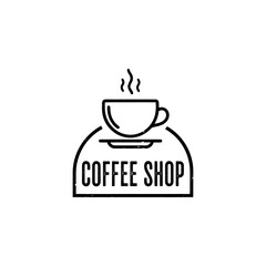 Minimalist Coffee Shop Logo with Steaming Cup Design.
