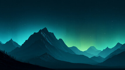 Aurora Borealis over Majestic Snowy Mountains at Night made with generative AI