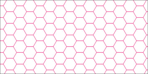 Seamless pink hexagonal honeycomb pattern design with geometric vector shape structure