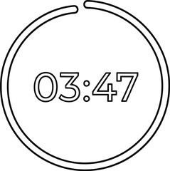 Digital timer displaying three minutes and forty seven seconds countdown clock