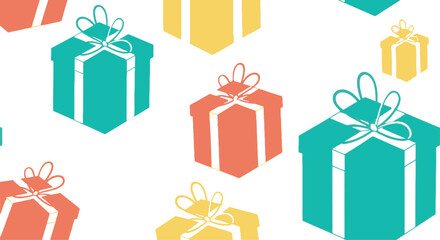 Vibrant Flat Gift Boxes Pattern for Festive Celebrations and Holiday Events - Dynamic and Joyful Background Design