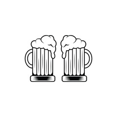 Beer mugs toasting silhouette vector design for celebration, party, cheers, pub, Oktoberfest and drink-themed decoration