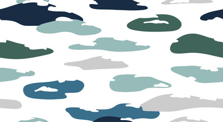 Stylish Flat Abstract Organic Shapes Pattern Concept in Blue and Green Tones for Contemporary Design Backgrounds