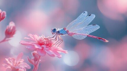 Close-up of a dragonfly sitting on a pink flower, with a blurred background.
Ideal for designing cards, nature blogs, and biology presentations.