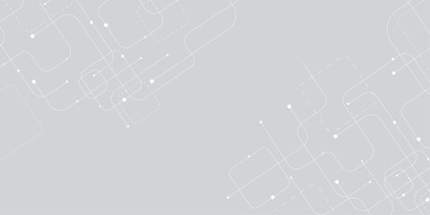 Vector digital technology white background. Concept with technology white line. Abstract futuristic background with crossed lines and dots. Illustration Vector design Network and Connection concept.
