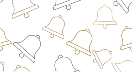 A charming and versatile Flat design seamless pattern featuring elegant outline bells, perfect for notification or festive backgrounds