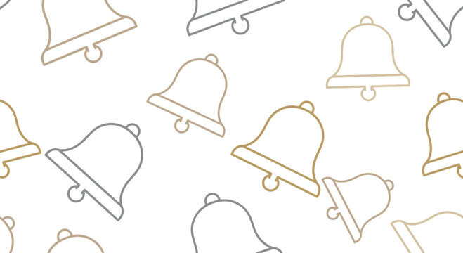 A charming and versatile Flat design seamless pattern featuring elegant outline bells, perfect for notification or festive backgrounds