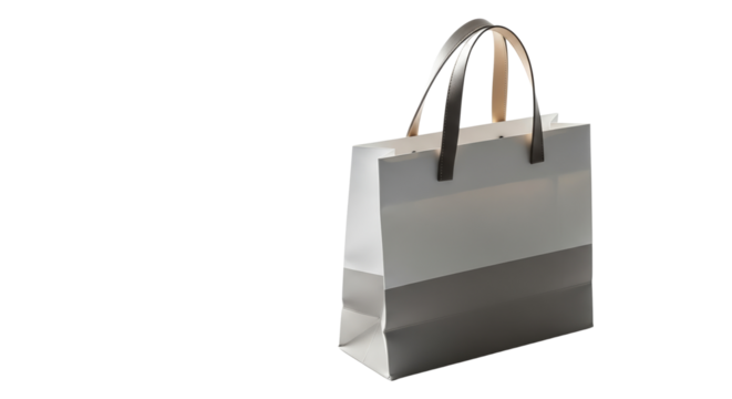 Modern shopping bag with handle in gray and white design   - Powered by Adobe