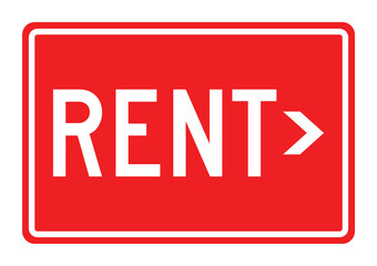 For Rent road sign template vector sign. Minimalist red for rent symbol