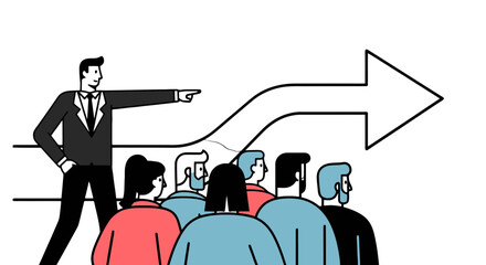 Leadership Directs The Team Towards Success Following The Illustrated Path Ahead