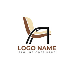 Elegant armchair logo design for furniture brand, modern minimalist seating concept, perfect for interior design and home decor businesses.