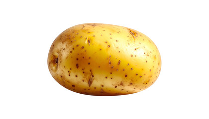 Light brown potato with tiny specks, isolated on black background
