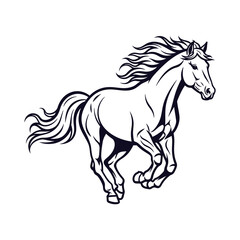 Dynamic running horse illustration conveying power and freedom, perfect for logos, branding, or creative design projects with a bold, energetic feel