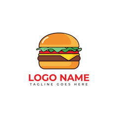 Modern burger logo design template for fast food restaurants and cafes, perfect for branding and menus