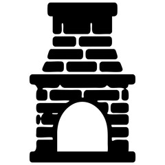 Christmas Brick Fireplace Solid Icon