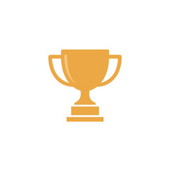 Simple Gold Winner's Trophy Icon in Flat Design, Perfect for Awards, Sports Competitions, Success Concepts, and Achievement Recognition Graphics.