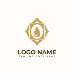 Elegant gold logo design featuring a water drop icon, perfect for spa, wellness, and natural product branding