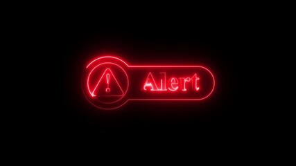 Neon alert icon animation on black background, glowing yellow warning sign with exclamation mark, digital interface notification, caution message, error alert system, cybersecurity and safety concept - Powered by Adobe