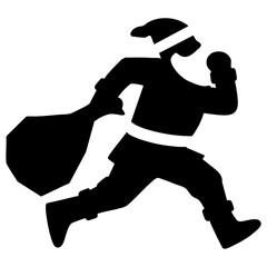 Running Santa Claus Solid Icon