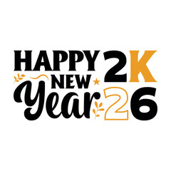 Happy new year 2026 greeting with festive text and stylized numbers celebrating the upcoming year