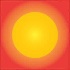 Vibrant glowing sun radiating warmth and light against a warm red background