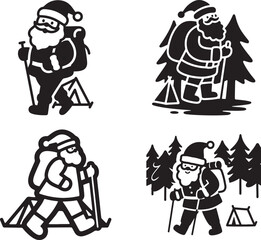 Santa Claus on a Grand Adventure: A Christmas Hiking & Camping Silhouette Collection