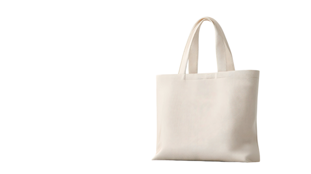 A natural cotton reusable shopping bag showcasing eco friendly lifestyle and sustainable zero waste concept on white background - Powered by Adobe