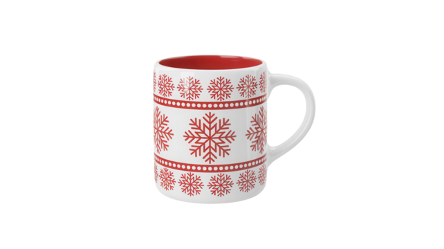 Festive red snowflake mug brings cozy holiday cheer and warm winter drinks for cherished seasonal moments and joyful celebrations