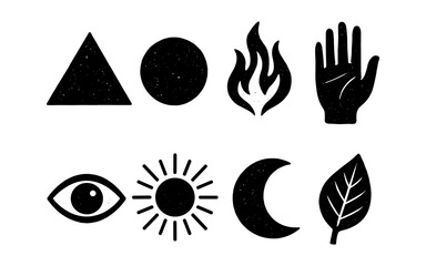 Fototapeta premium Set of minimalist symbols featuring geometric shapes and natural elements