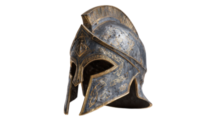 A detailed cosplay helmet showcasing creative costume craftsmanship and fantasy character armor style photography on white background