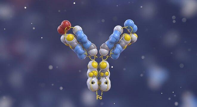 Antibody Structure - Detailed Molecular Representation in a Biological Environment.