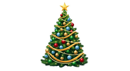 Obraz premium Decorated christmas tree with star isolated on transparent background