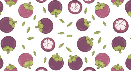 Mangosteen Pattern: A Delightful Design of Exotic Purple Fruits and Leaves