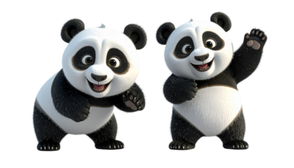 Adorable smiling panda mascot isolated on transparent background