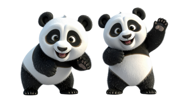 Adorable smiling panda mascot isolated on transparent background