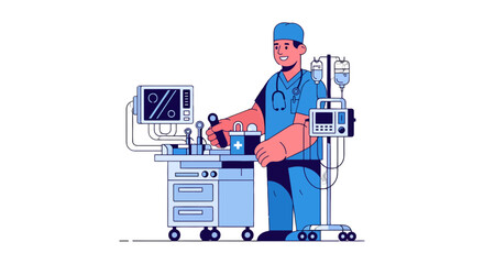 Medical Professional Performing Surgery Operation Equipment In A Hospital Environment