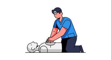 Medical Professional Performs Cardiopulmonary Resuscitation, Lifesaving Technique Illustration