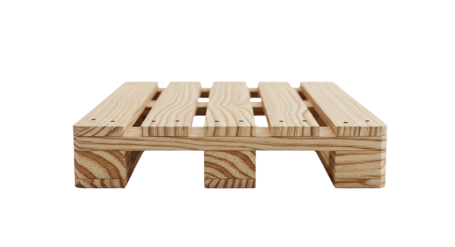 Single wooden pallet on a transparent background  