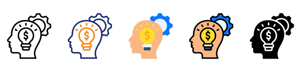 Business Intelligence Icon Different Style Outline Collection Set 